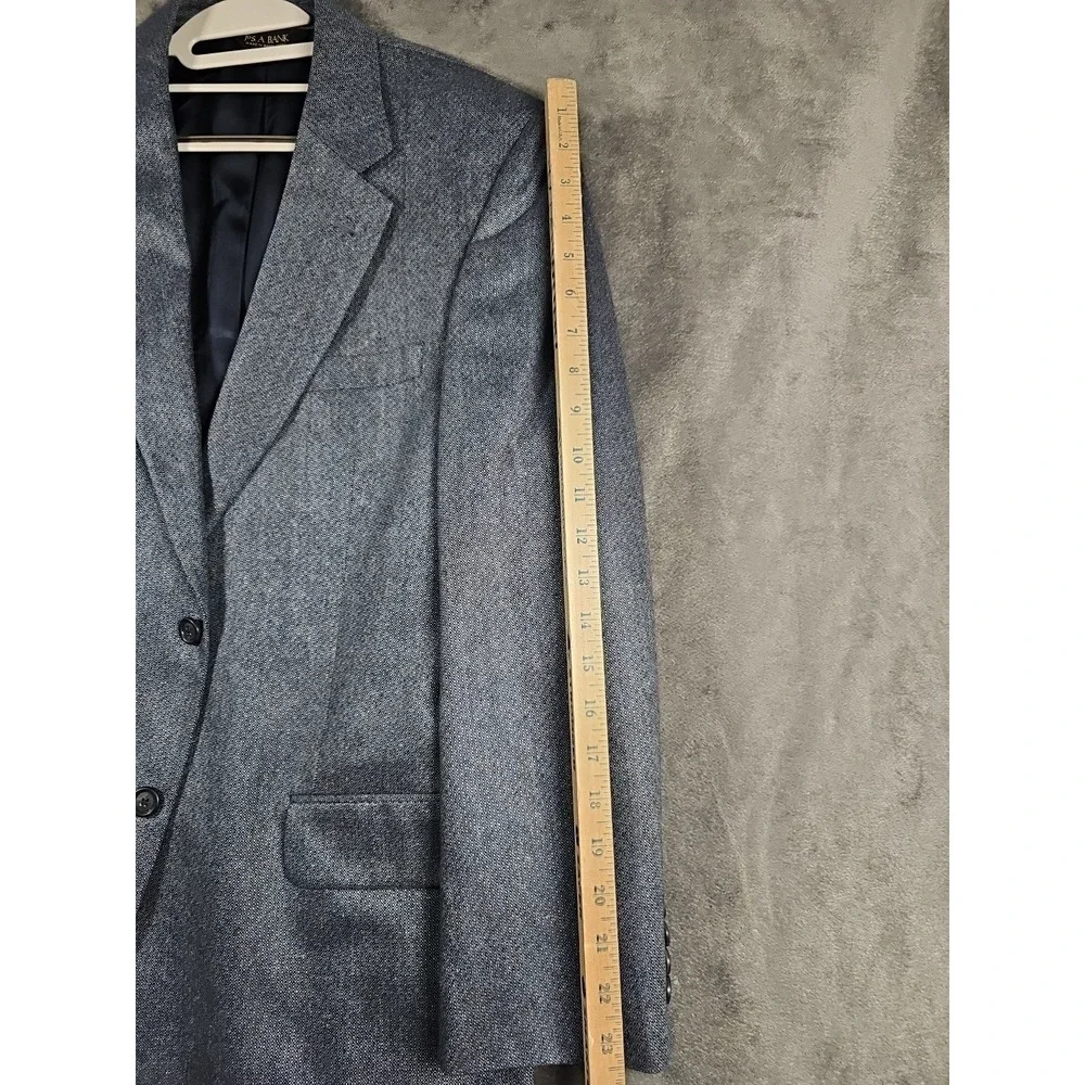 Jos A Bank 42R‎ 💯 Silk Suit Blue Gray Blazer Jacket Sport Coat Men Vtg 2 Button